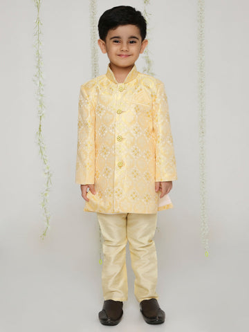 KID1 Embroidered Sherwani Set Yellow