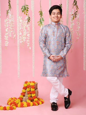 KID1 Nityam Sequins Silk Kurta Pyjama Gray