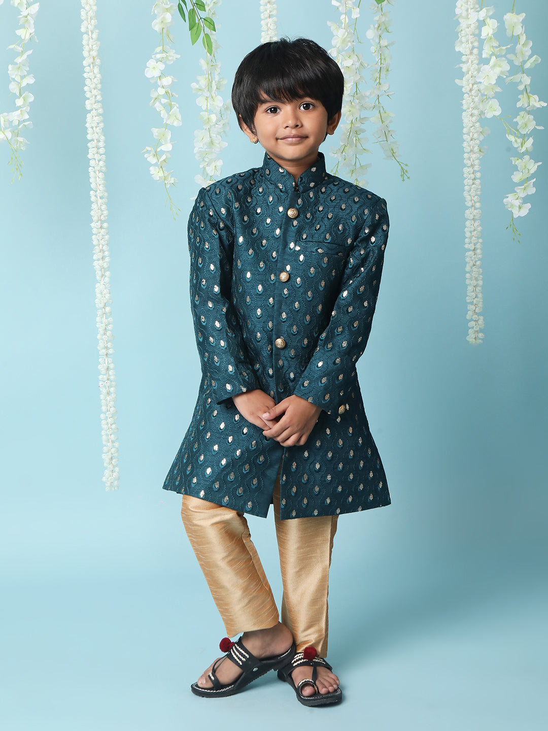 KID1 Embroidered Sherwani Pyjama Green