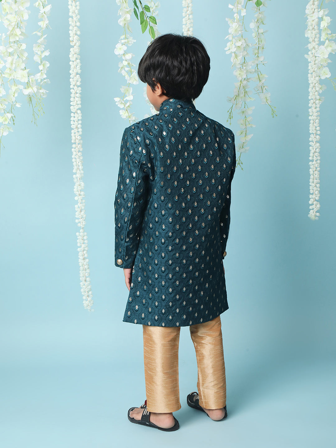 KID1 Embroidered Sherwani Pyjama Green