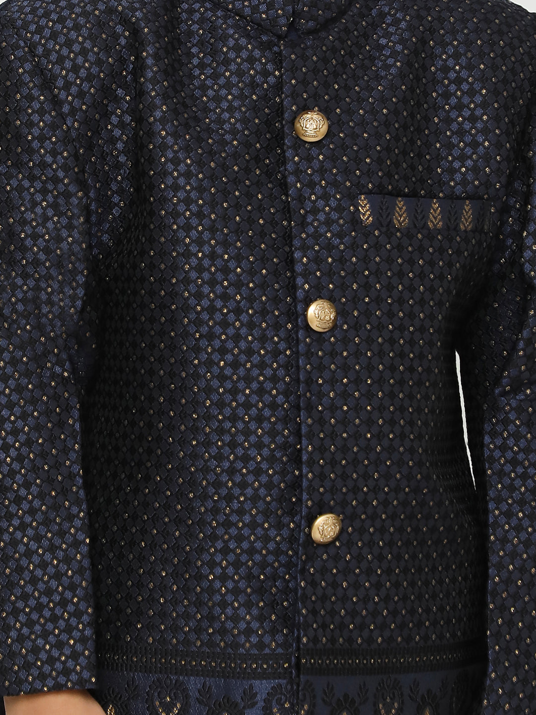 KID1 Embroidered Sherwani Pyjama Navy Blue