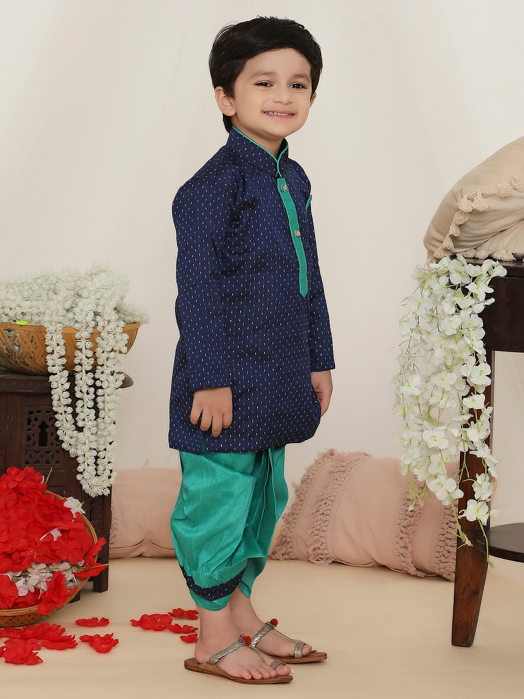 KID1 Gopalan Silk Kurta Dhoti Set Blue