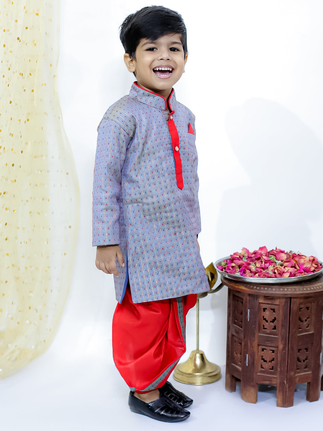 KID1 Gopalan Silk Kurta Dhoti Set Grey
