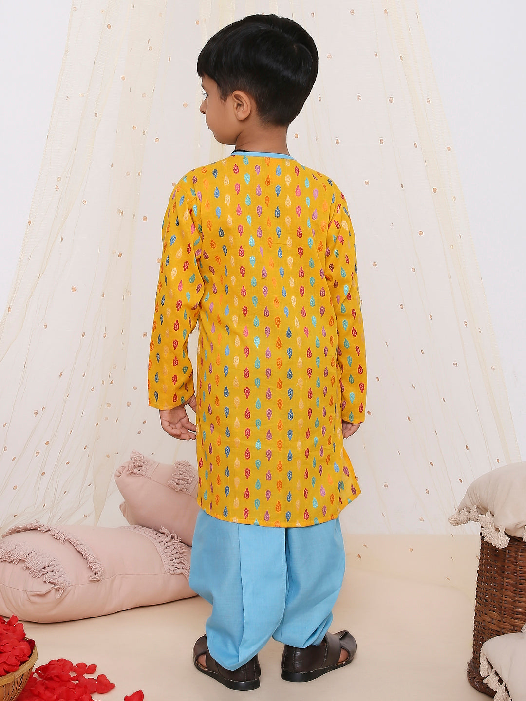 Handloom Weave Kurta Dhoti Yellow