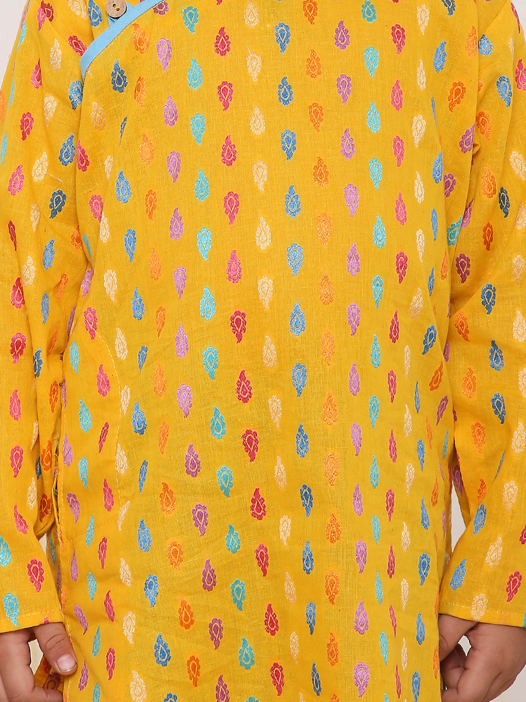 Handloom Weave Kurta Dhoti Yellow