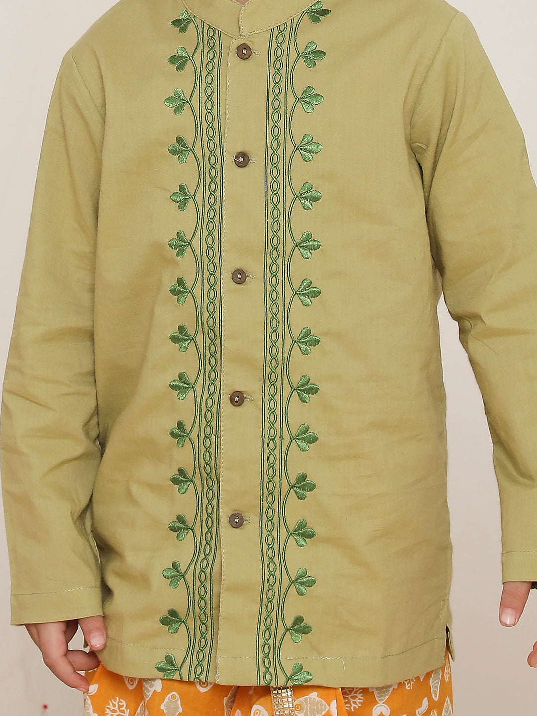 KID1 Ekam Boys Embroidered Kurta with Dhoti Green