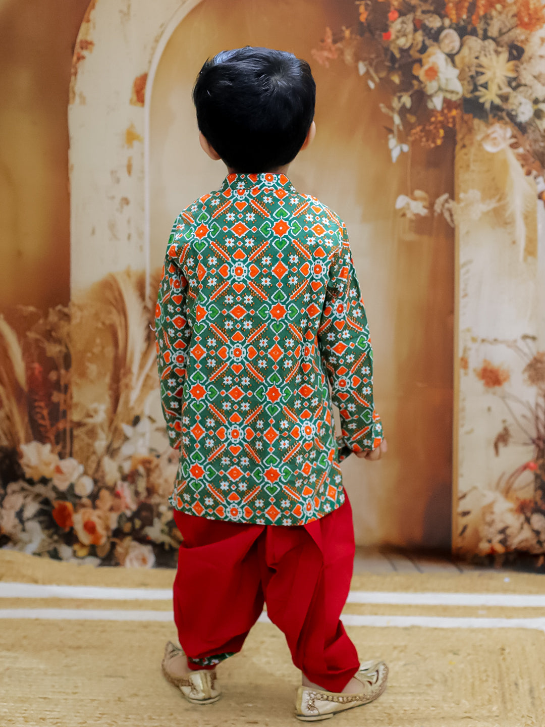 KID1 Prince Patola Kurta Dhoti Green