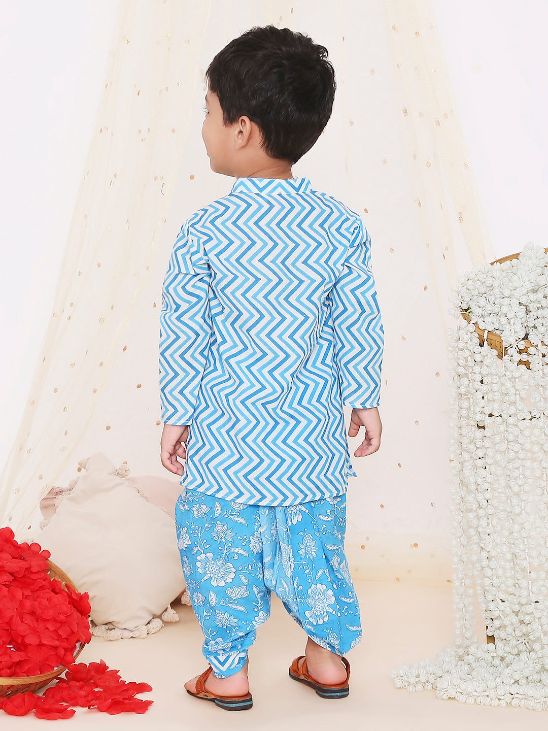 KID1 Printed Kurta Dhoti Blue