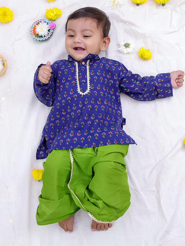 KID1 Infant Printed Kurta Dhoti Set Blue