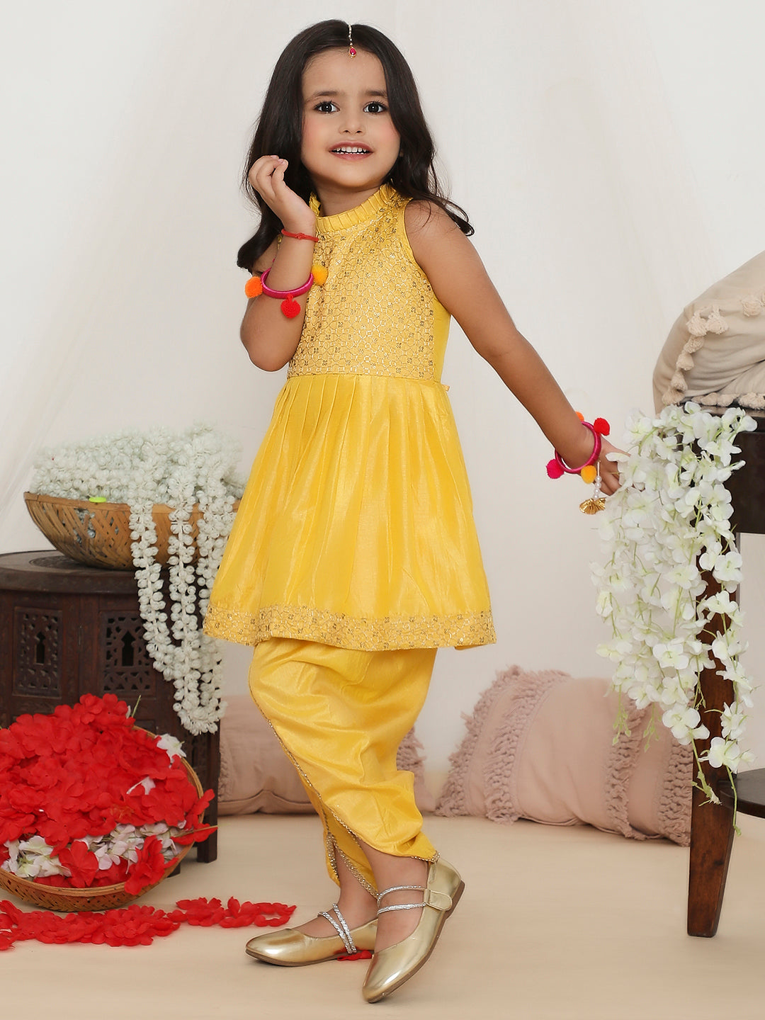 KID1 Anmol Nytara Peplum Dhoti Set Yellow