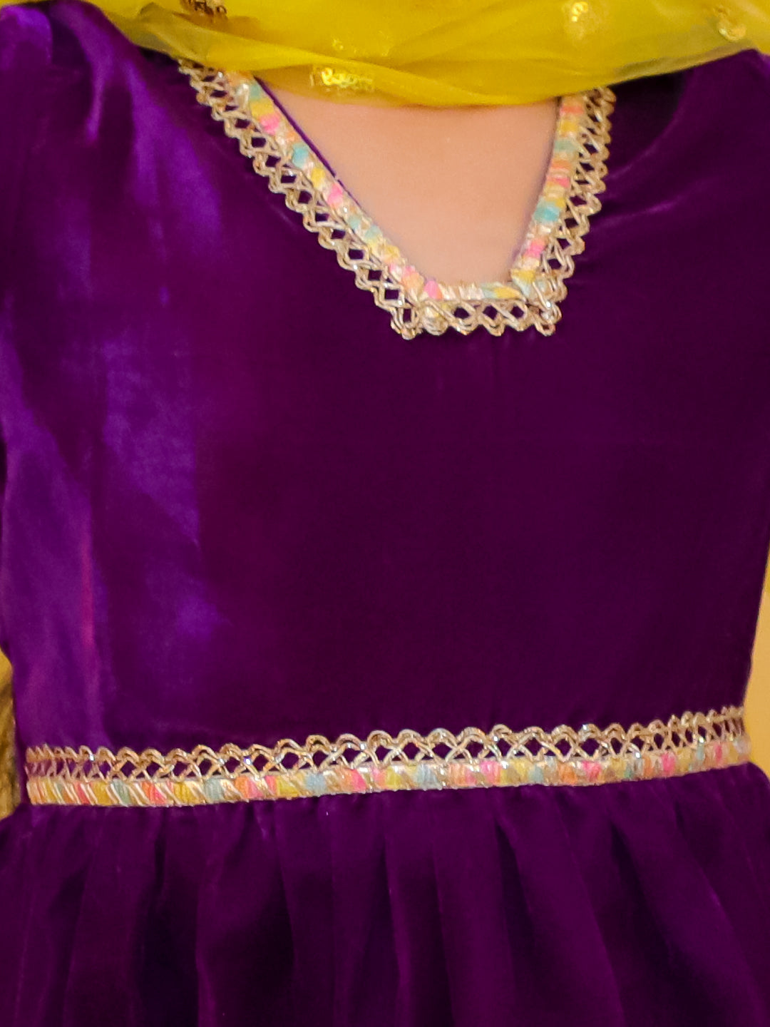 KID1 Veena Velvet Peplum Set Purple