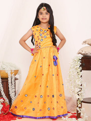 KID1 Mirror Shimmer Lehenga Choli Yellow