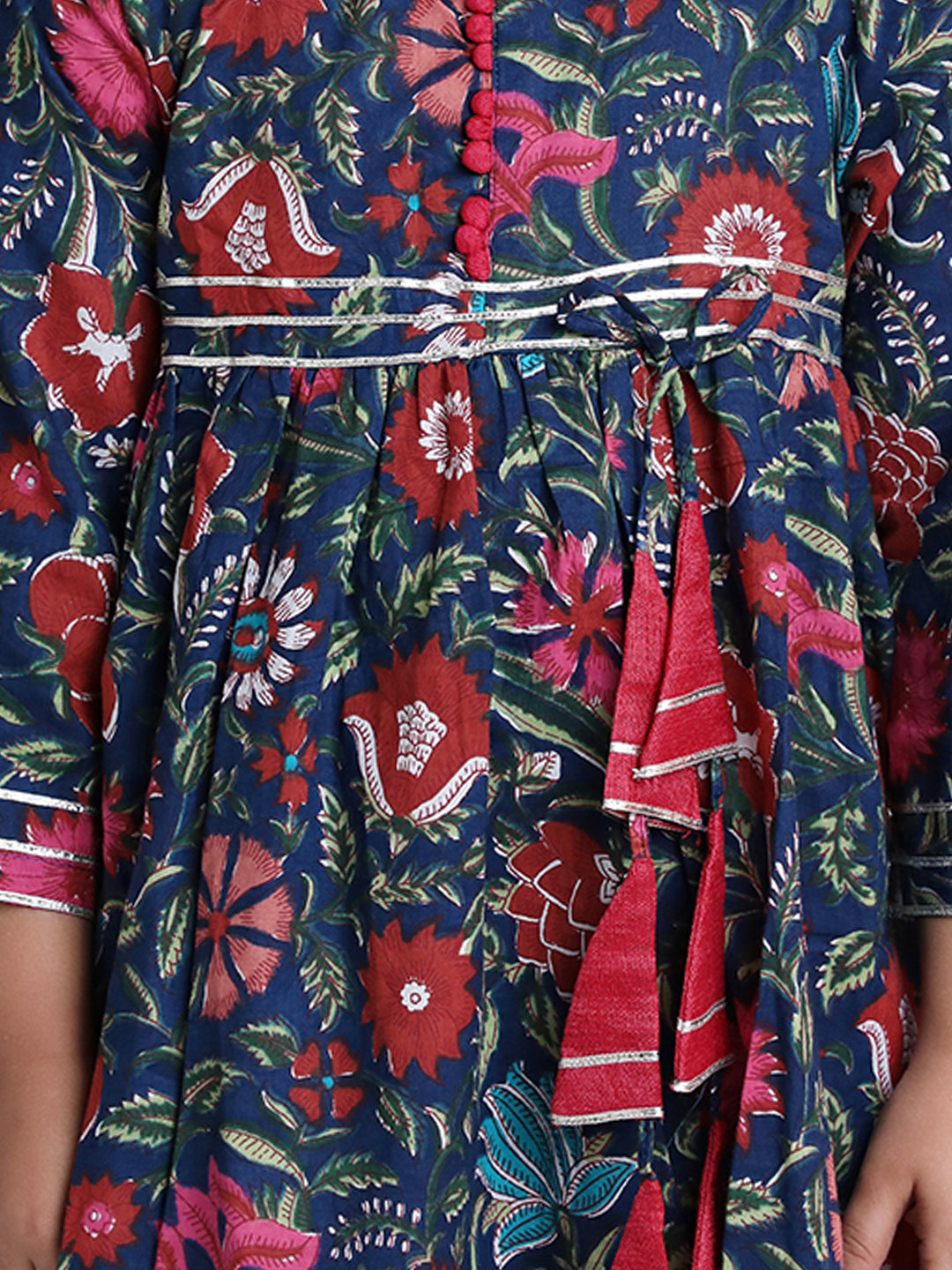 KID1 Mia Floral Long frock Blue