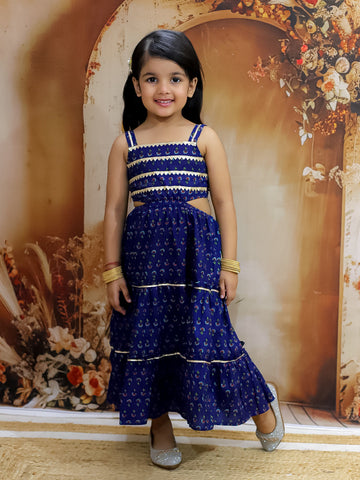 KID1 Sitara Backless Cotton Long Dress Blue