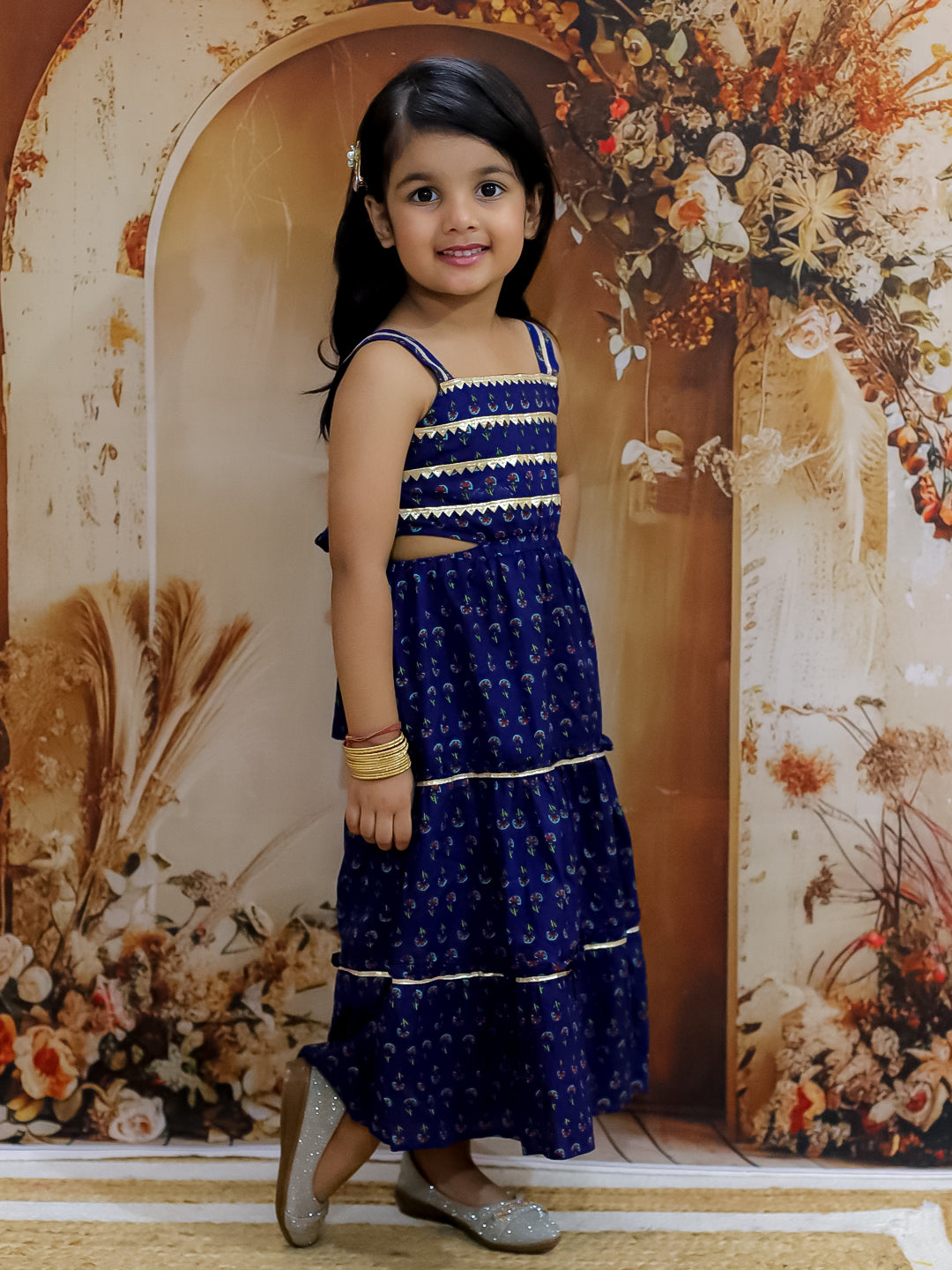 KID1 Sitara Backless Cotton Long Dress Blue