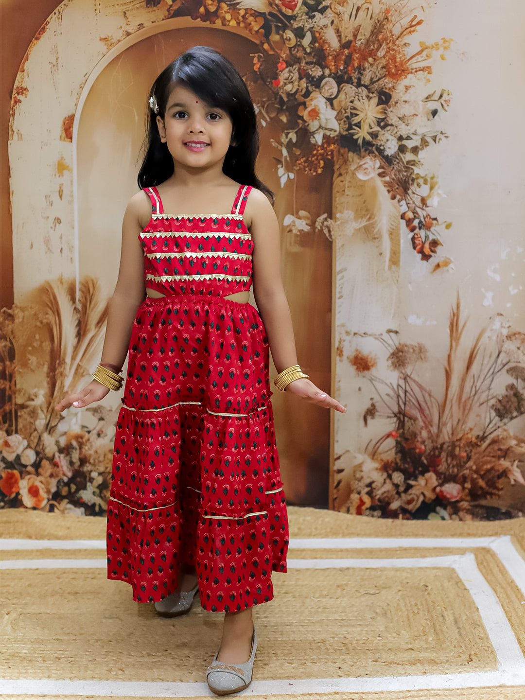 KID1 Sitara Backless Cotton Long Dress Red
