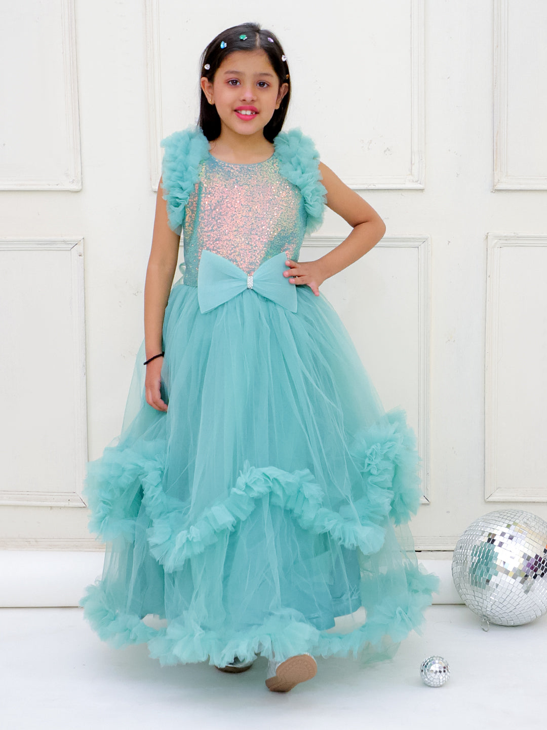KID1 Glam Party Wear Gown Green