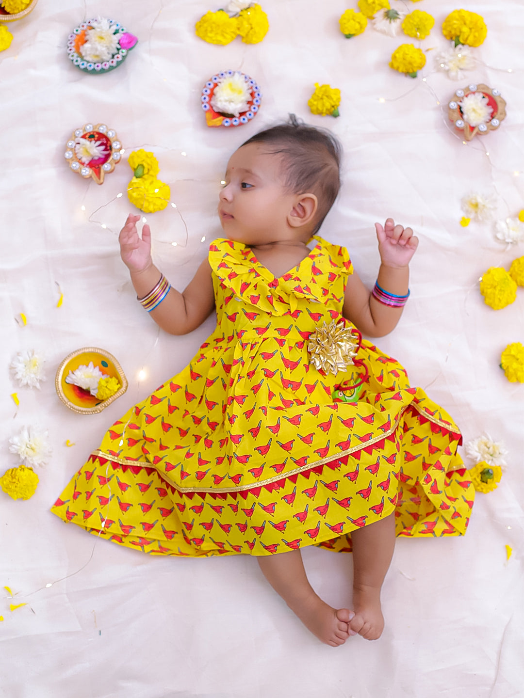 KID1 Chidiya Ruffle Dress Yellow