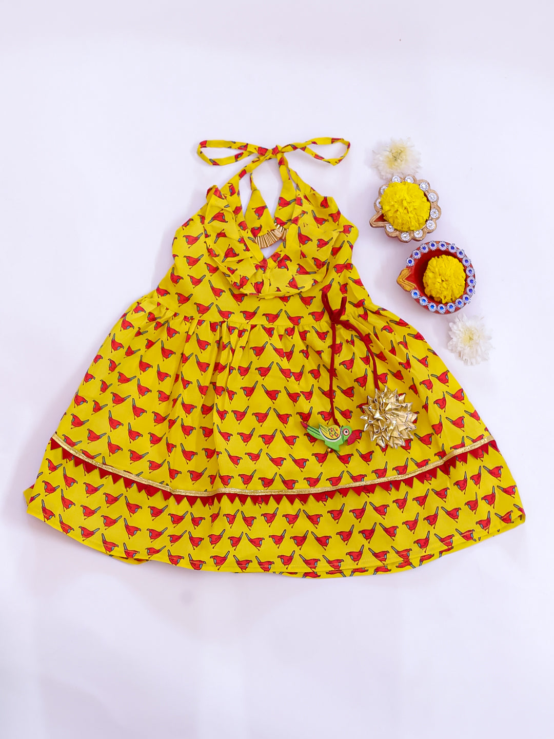 KID1 Chidiya Ruffle Dress Yellow