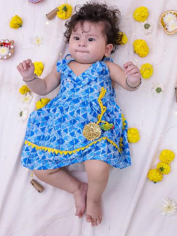 KID1 Trikon Ruffle Dress Blue