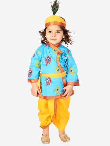 KID1 Mor Pankh Kanha Angrakha Dhoti Set Blue