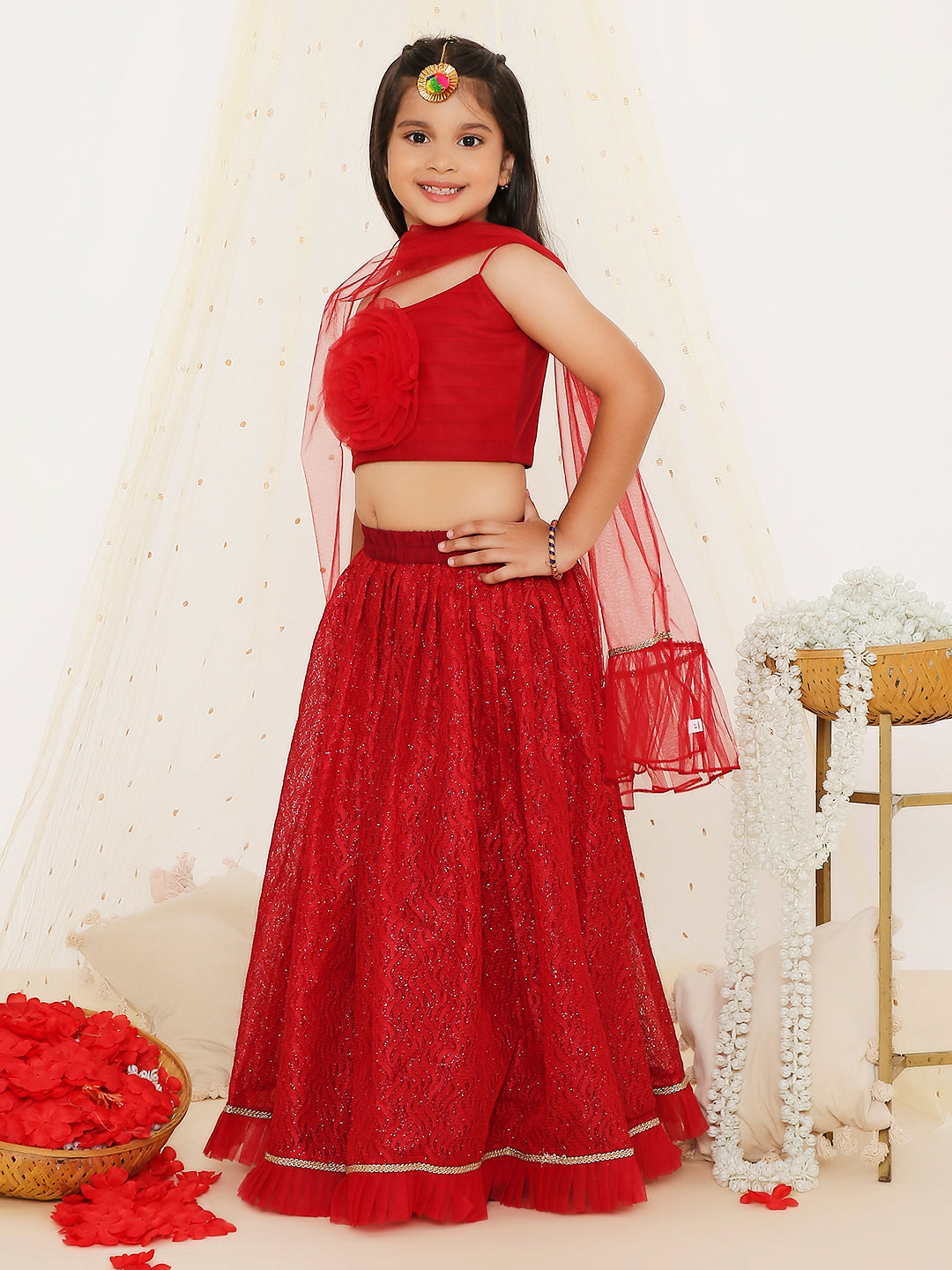 KID1 Anya Lehenga Choli Set Red
