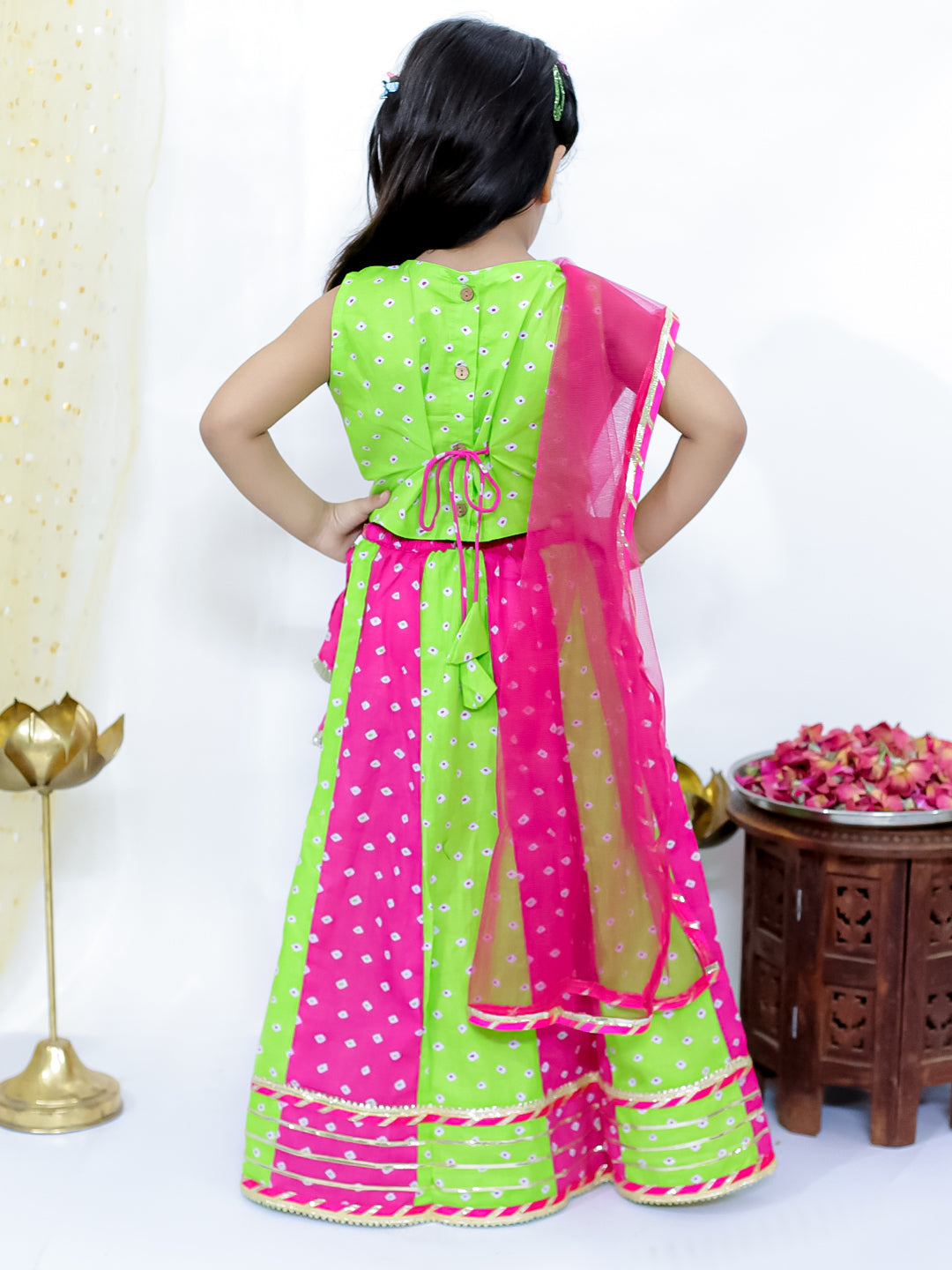 KID1 Chanda Bandhani Lehenga Choli Green