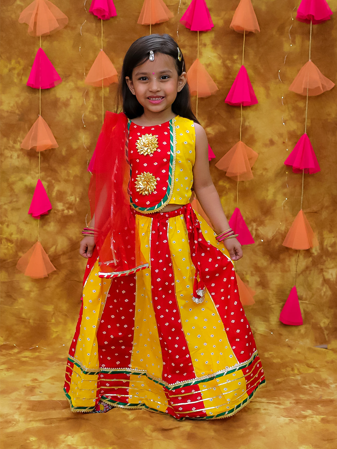KID1 Chanda Bandhani Lehenga Choli Yellow