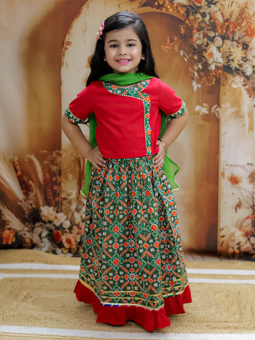 KID1 Pari Patola Lehenga Choli Red