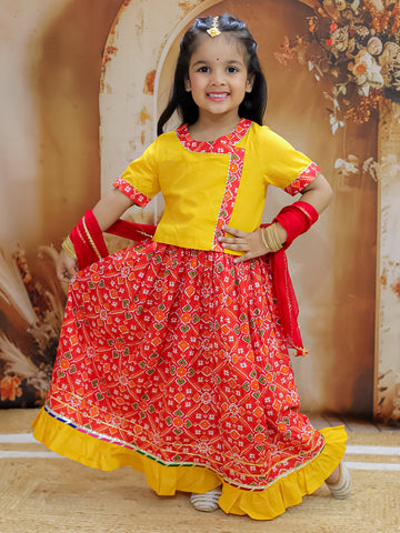 KID1 Pari Patola Lehenga Choli Yellow