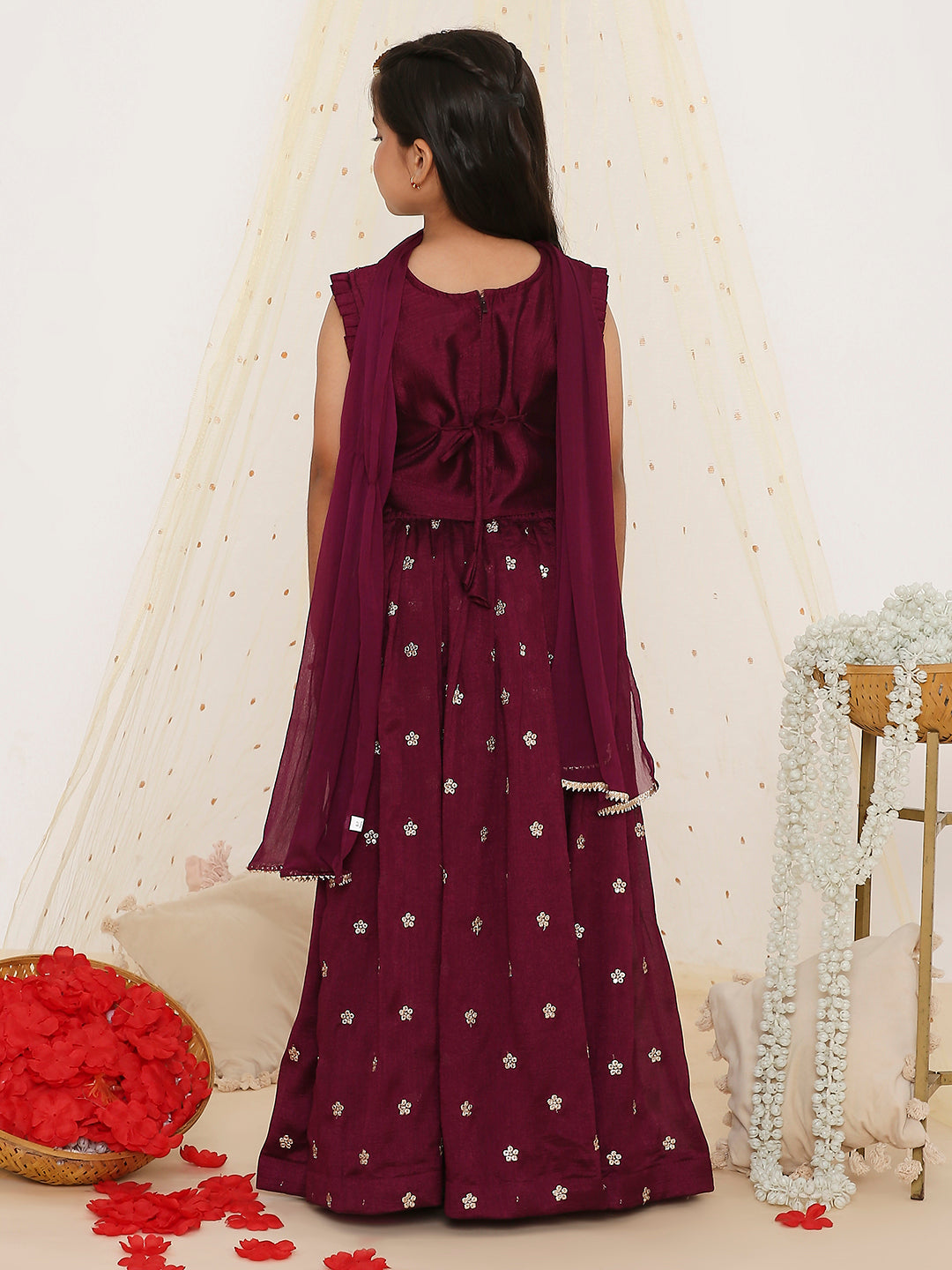 KID1 Alia Embroidered Choli with Lehenga Wine