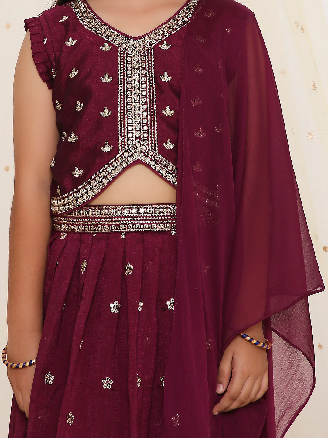 KID1 Alia Embroidered Choli with Lehenga Wine