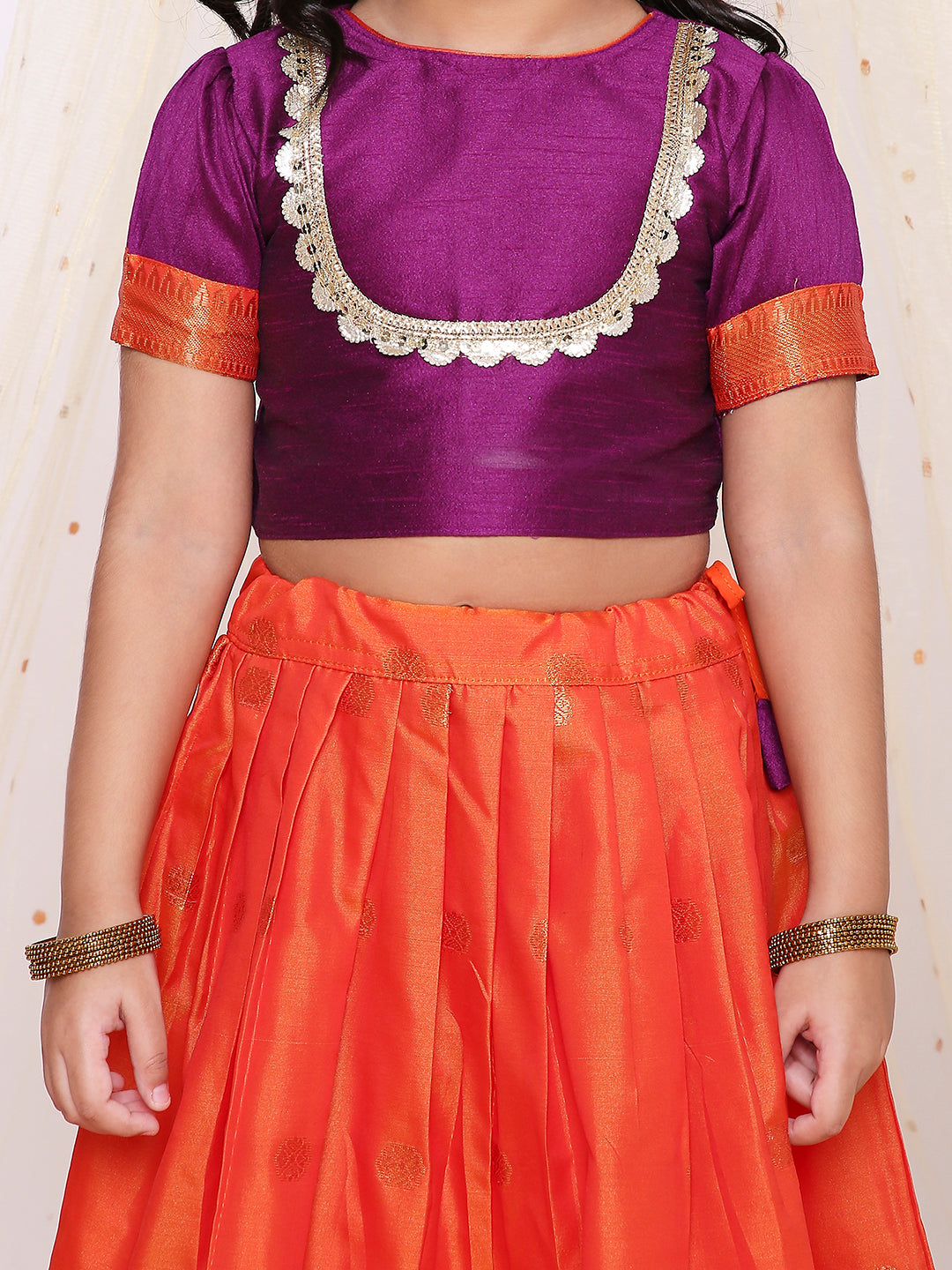 KID1 Jacquard Pattu Pavdai Purple