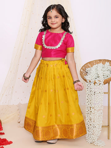 KID1 Jacquard Pattu Pavdai Pink