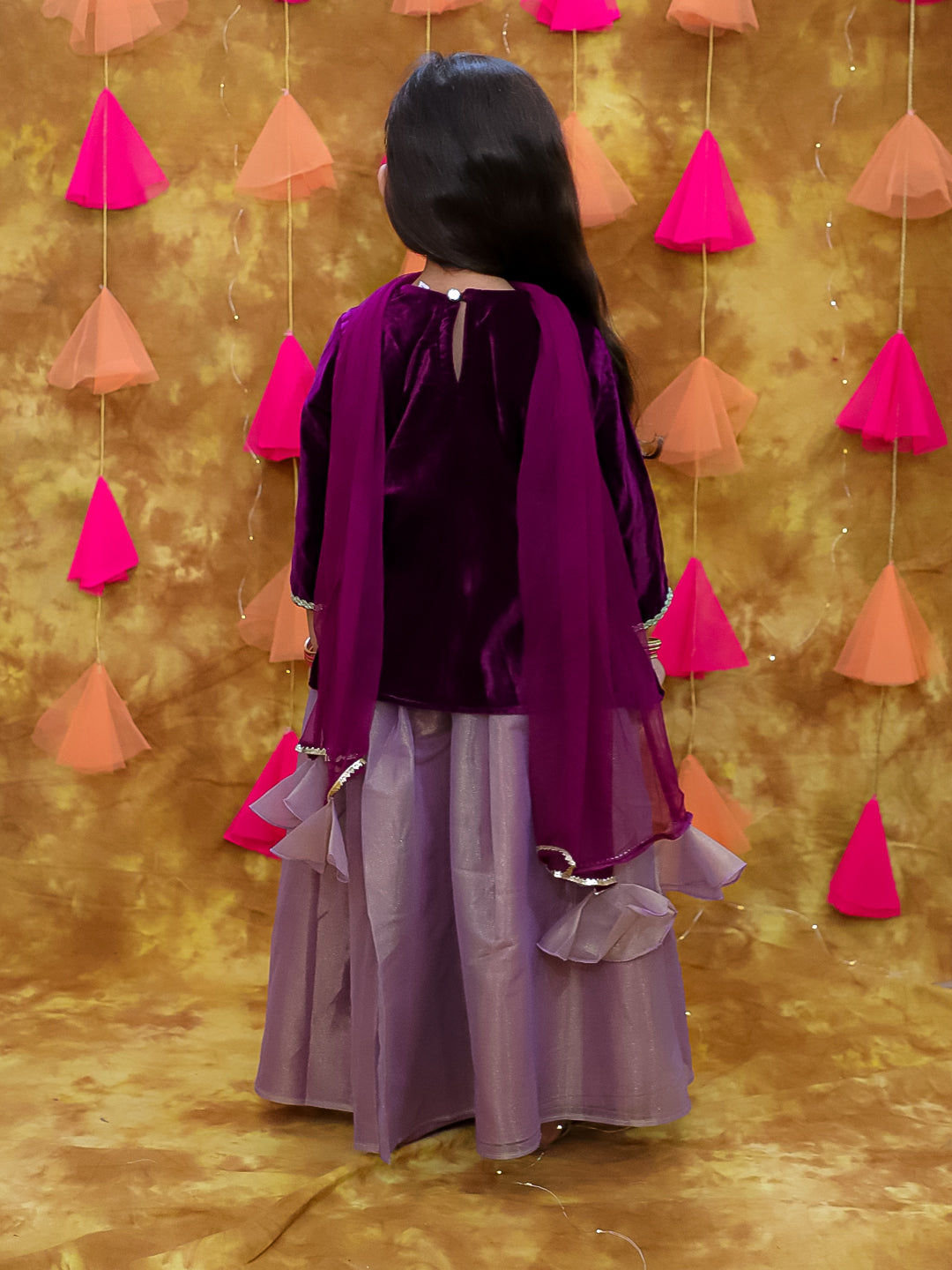 KID1 Alina Velvet Lehenga Purple