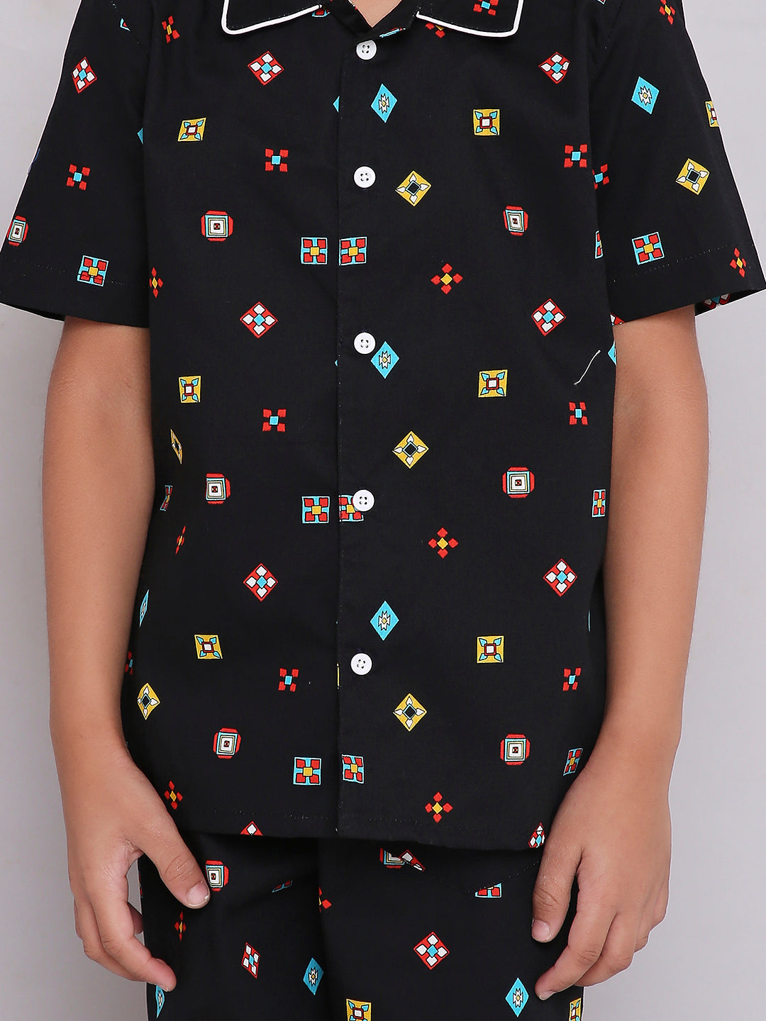 KID1 Quirky Print Night Suit Set Black