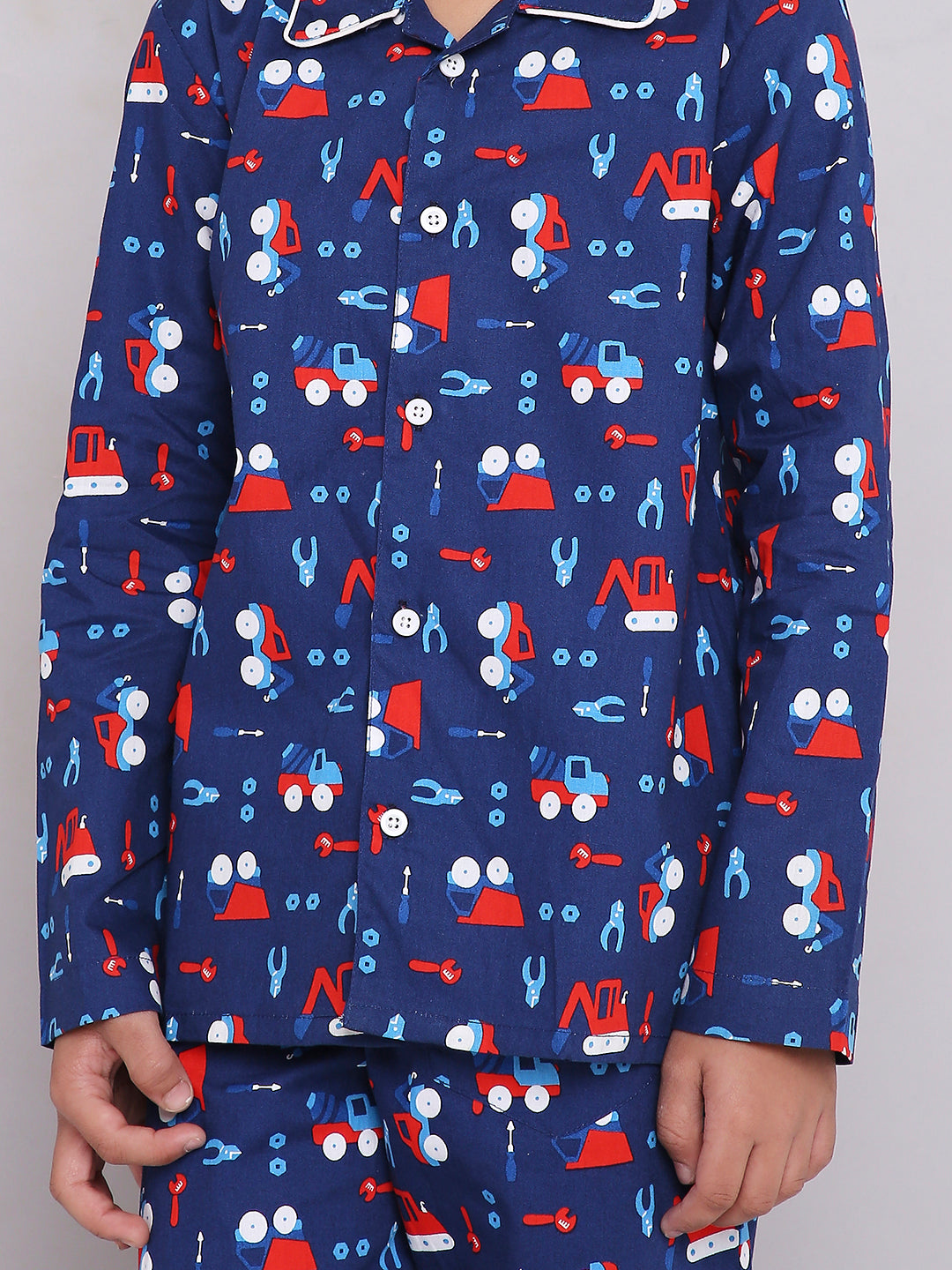 KID1 Quirky Print Night Suit Set Blue