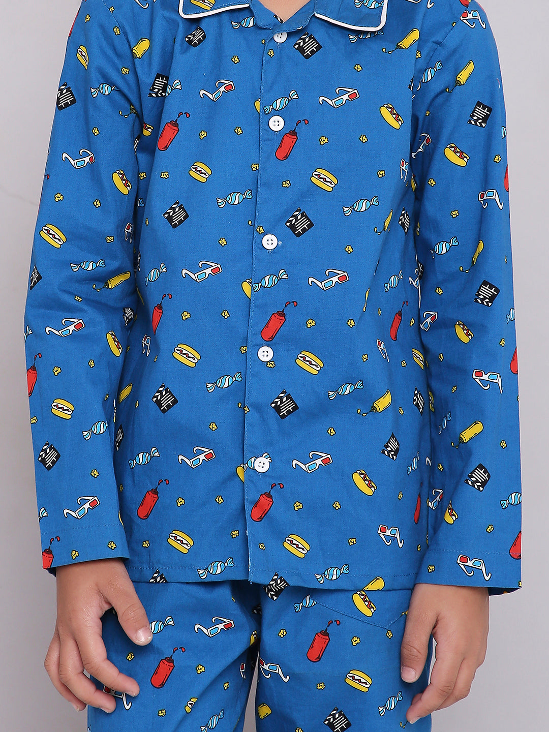 KID1 Quirky Print Night Suit Set Skyblue