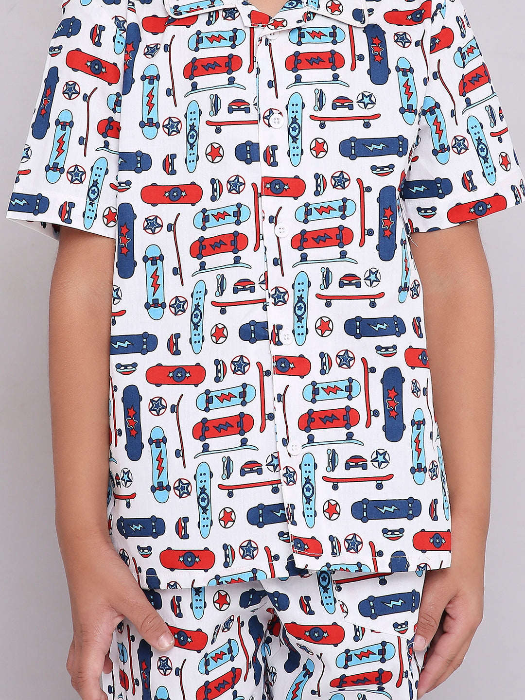 KID1 Quirky Print Night Suit Set White