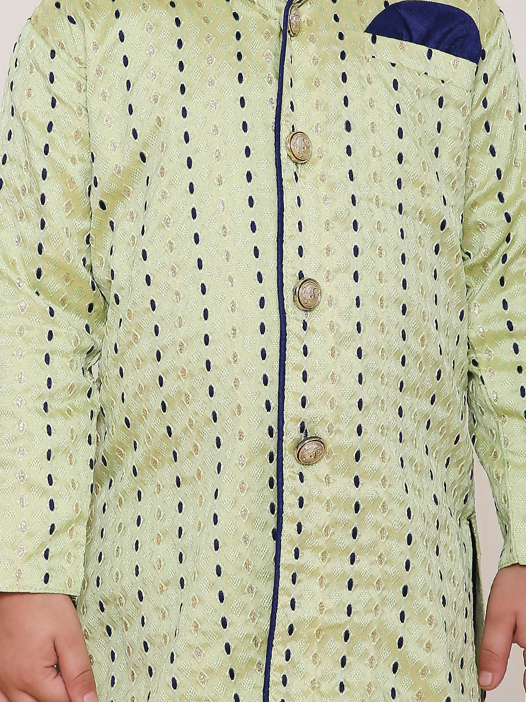 KID1 Front Open Kurta Pyjama Green