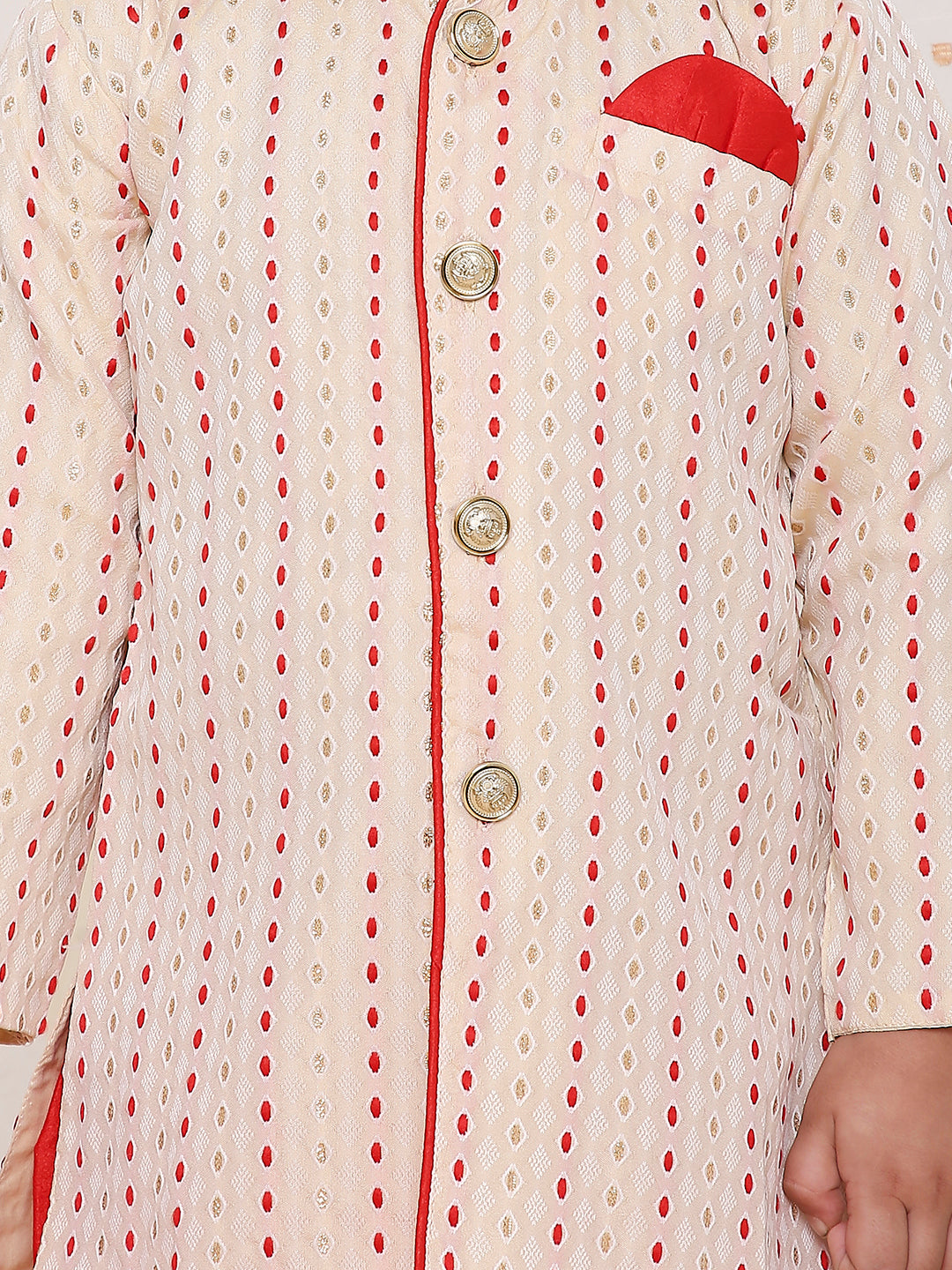 KID1 Front Open Kurta Pyjama White