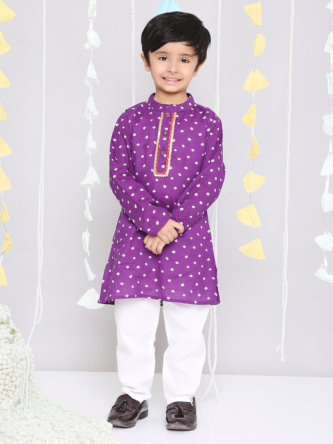 KID1 Chanda Bandhani Kurta Pyjama Purple