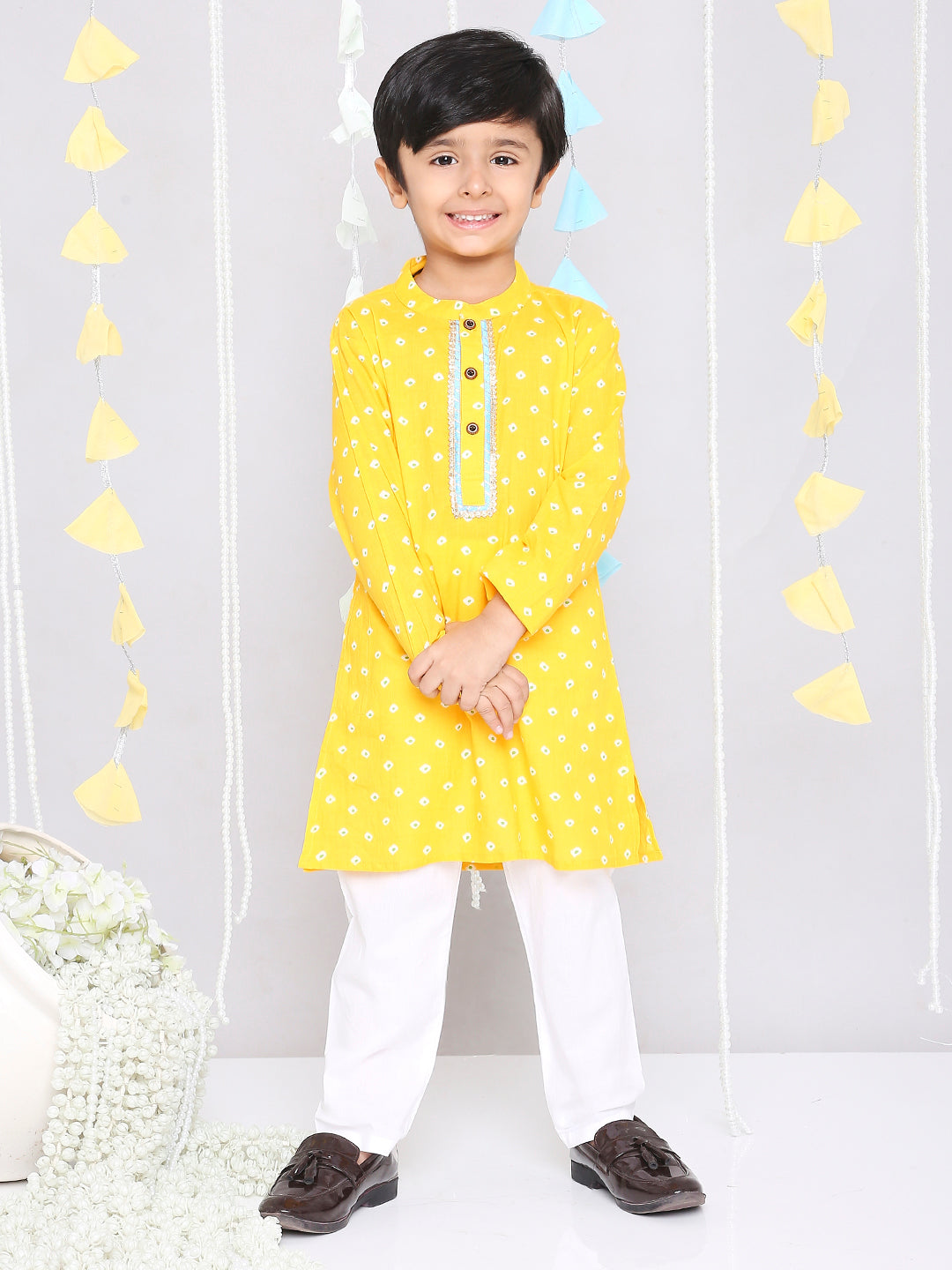KID1 Chanda Bandhani Kurta Pyjama Yellow