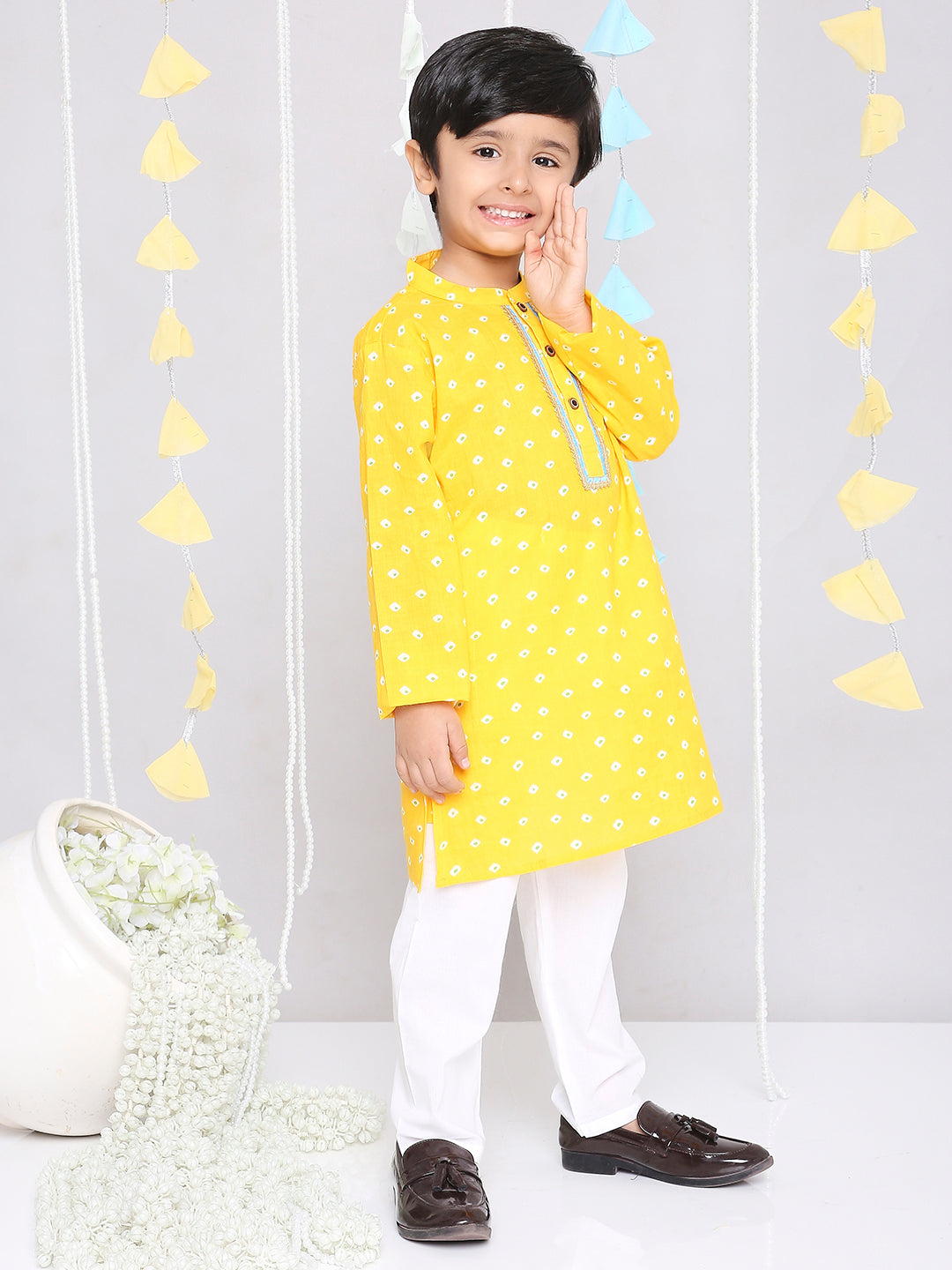 KID1 Chanda Bandhani Kurta Pyjama Yellow