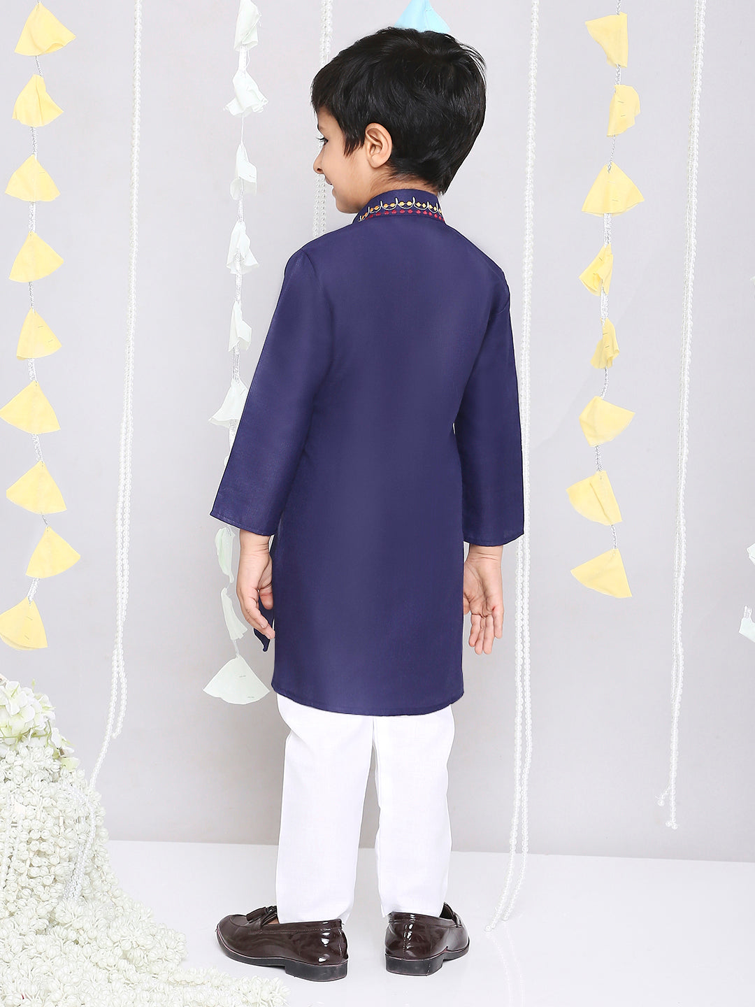 KID1 Embroidered Kurta and Pyjama Set Navy Blue