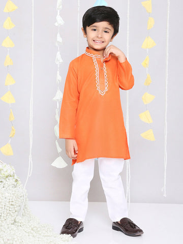 KID1 Embroidered Kurta and Pyjama Set Orange