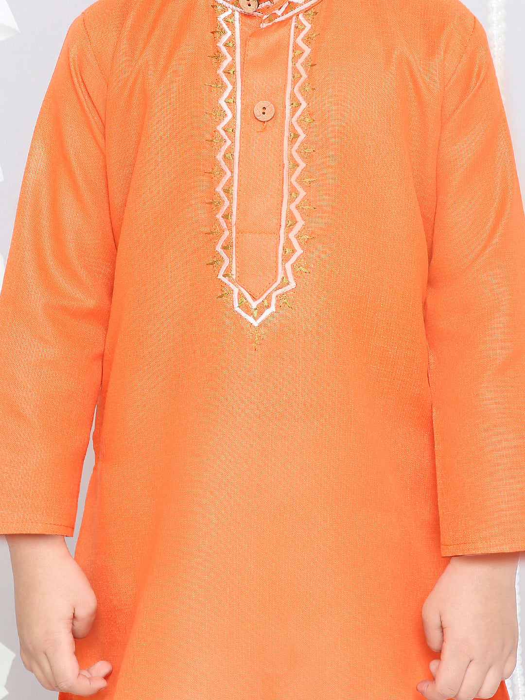 KID1 Embroidered Kurta and Pyjama Set Orange