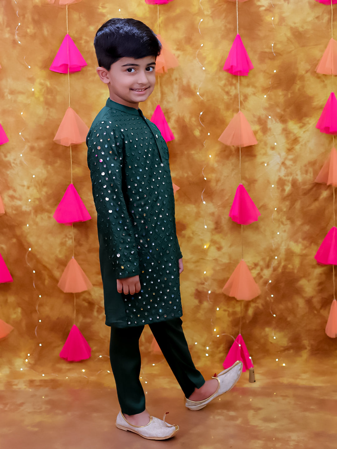 KID1 Mirror Shimmer Kurta Pyjama Green