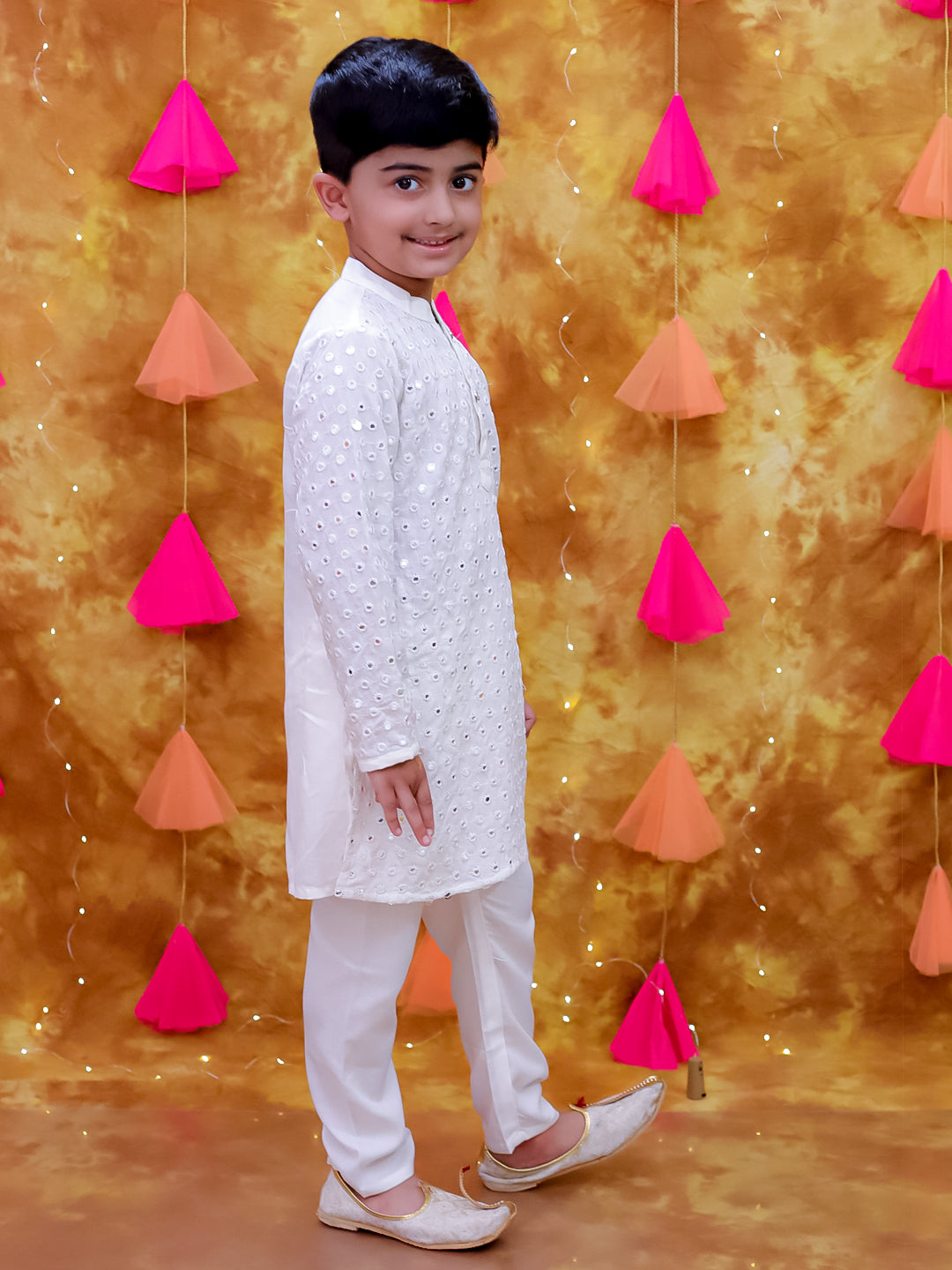 KID1 Mirror Shimmer Kurta Pyjama White