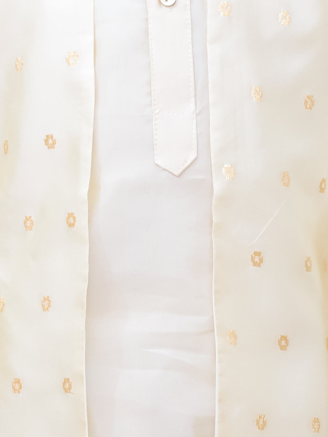 KID1 Bindu Anarkali Pant Set For Girls With Zari Weave Jacket With Silk Kurta Pyjama For Boys - Offwhite